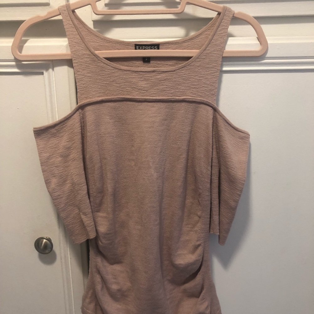 Express Light Pink Cold Shoulder Sweater Top